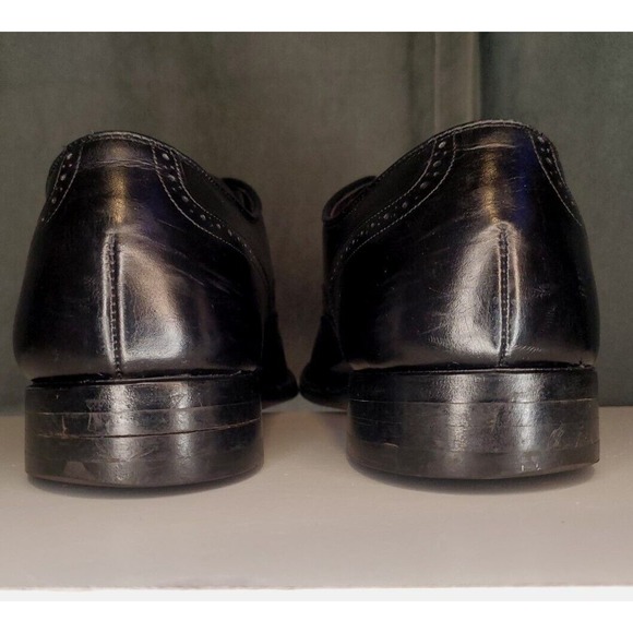 Johnston & Murphy Crown Aristocraft Black Wingtip Oxford Shoes US 9 E/C (WIDE) - Picture 4 of 11